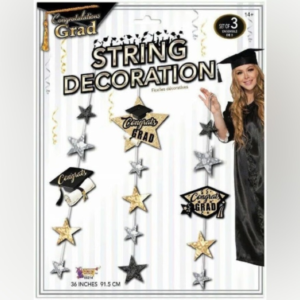 Forum Novelties Graduation Hanging String Decorations Party Supplies Set of 3